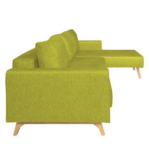 Canapé d'angle Topas Avec fonction couchage - Tissu - Tissu Zahira : Citron vert - Méridienne courte à droite (vue de face)