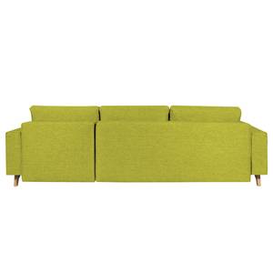 Ecksofa Topas (mit Schlaffunktion) Webstoff - Stoff Zahira: Limette - Longchair davorstehend rechts