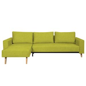 Ecksofa Topas (mit Schlaffunktion) Webstoff - Stoff Zahira: Limette - Longchair davorstehend links