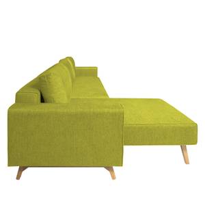 Canapé d'angle Topas Avec fonction couchage - Tissu - Tissu Zahira : Citron vert - Méridienne courte à gauche (vue de face)