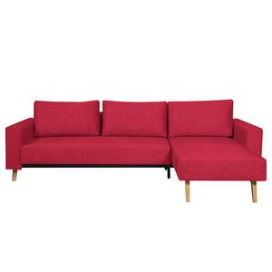 Canapé d'angle Topas Avec fonction couchage - Tissu - Tissu Zahira : Rouge - Méridienne courte à droite (vue de face)