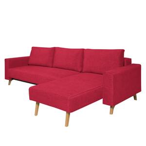 Canapé d'angle Topas Avec fonction couchage - Tissu - Tissu Zahira : Rouge - Méridienne courte à droite (vue de face)