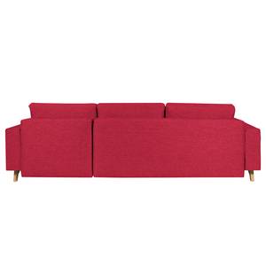 Ecksofa Topas (mit Schlaffunktion) Webstoff - Stoff Zahira: Rot - Longchair davorstehend rechts