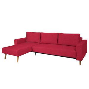 Canapé d'angle Topas Avec fonction couchage - Tissu - Tissu Zahira : Rouge - Méridienne courte à gauche (vue de face)