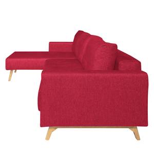 Ecksofa Topas (mit Schlaffunktion) Webstoff - Stoff Zahira: Rot - Longchair davorstehend links