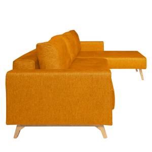 Canapé d'angle Topas Avec fonction couchage - Tissu - Tissu Zahira : Jaune moutarde - Méridienne courte à droite (vue de face)