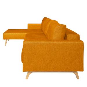 Canapé d'angle Topas Avec fonction couchage - Tissu - Tissu Zahira : Jaune moutarde - Méridienne courte à gauche (vue de face)