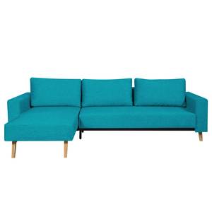 Canapé d'angle Topas Avec fonction couchage - Tissu - Tissu Zahira : Turquoise - Méridienne courte à gauche (vue de face)