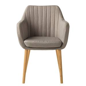 Sedia con braccioli Leedy I tessuto / legno massello di quercia - Tessuto Zea: beige - 1 sedia