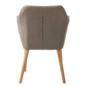 Armleunstoel Leedy I geweven stof/massief eikenhout - Geweven stof Zea: Beige - Stoel