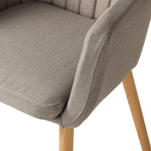 Chaise à accoudoirs Leedy I Tissu / Chêne massif - Tissu Zea: Beige - 1 chaise