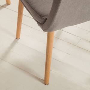 Armleunstoel Leedy I geweven stof/massief eikenhout - Geweven stof Zea: Beige - Stoel