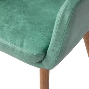 Chaise à accoudoirs Leedy IV Tissu / Chêne massif - Vert menthe - 1 chaise