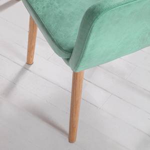 Sedia con braccioli Leedy IV tessuto / legno massello di quercia - Verde menta - 1 sedia