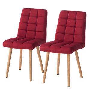 Sedia imbottita Doskie I tessuto / legno massello di quercia - Tessuto Zea: rosso ciliegia - Set da 2