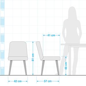 Gestoffeerde stoel Doskie I geweven stof/massief eikenhout - Geweven stof Zea: Beige - 2-delige set