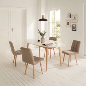 Sedia imbottita Doskie I tessuto / legno massello di quercia - Tessuto Zea: beige - Set da 2