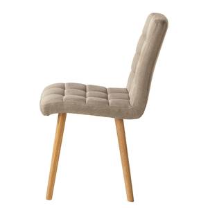 Chaise capitonnée Doskie I Tissu / Chêne massif - Tissu Zea: Beige - Lot de 2