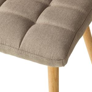 Chaise capitonnée Doskie I Tissu / Chêne massif - Tissu Zea: Beige - Lot de 2