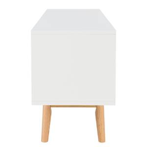 Mobile TV LINDHOLM Legno massello di quercia - Bianco opaco / Quercia - Bianco / Quercia - Bianco - 160 x 40 cm