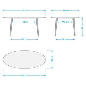 Esstisch LINDHOLM oval Eiche teilmassiv - 190 x 100 cm