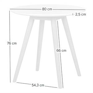 Tavolo da pranzo rotondo LINDHOLM legno lamellare di quercia - Bianco - Diametro: 80 cm