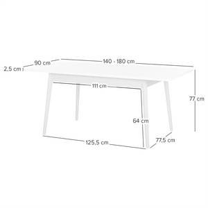 Ausziehbarer Esstisch LINDHOLM mit Ausziehfunktion - Eiche teilmassiv - Weiß - 140 x 90 cm