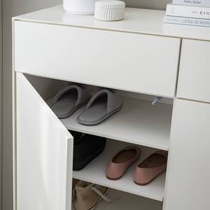 Meuble à chaussures LINDHOLM - 2 tiroirs Partiellement en chêne massif - Blanc / Chêne - Blanc