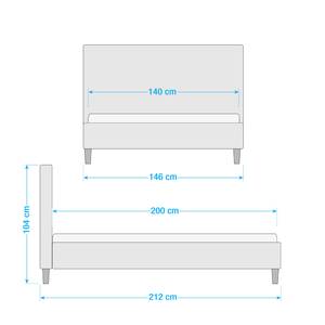 Bed LINDHOLM - hoogte 104 cm mat wit - 140 x 200cm