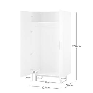 Armadio con ante battenti LINDHOLM Bianco - Larghezza: 103 cm