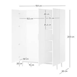 Armoire à portes battantes LINDHOLM Blanc - Largeur : 154 cm