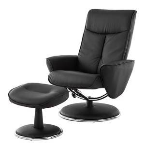 Relaxfauteuil Kenzo (met hocker) zwart kunstleer