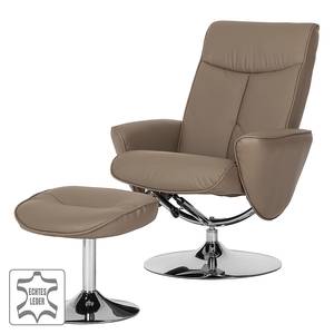 Relaxfauteuil Vincenzo (met hocker) taupe echt leer - Taupe - Taupe