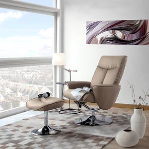 Relaxfauteuil Vincenzo (met hocker) taupe echt leer - Taupe - Taupe