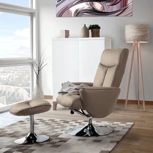 Relaxfauteuil Vincenzo (met hocker) taupe echt leer - Taupe - Taupe