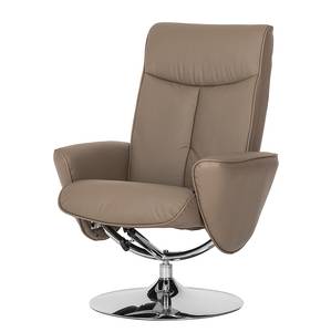 Fauteuil de relaxation Vincenzo Avec repose-pieds - Cuir véritable - Taupe