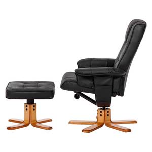 Relaxfauteuil Cosimo (met hocker) zwart echt leer