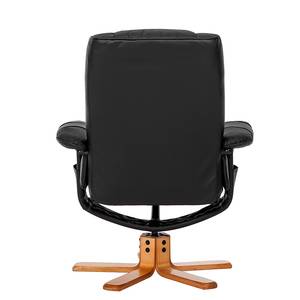 Relaxfauteuil Cosimo (met hocker) zwart echt leer