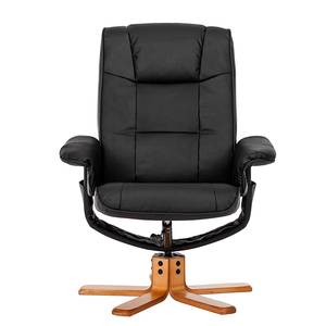 Relaxfauteuil Cosimo (met hocker) zwart echt leer