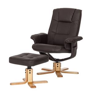 Relaxfauteuil Cosimo (met hocker) donkerbruin echt leer