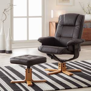 Relaxfauteuil Cosimo (met hocker) donkerbruin echt leer