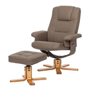 Relaxfauteuil Cosimo (met hocker) aardekleurig echt leer