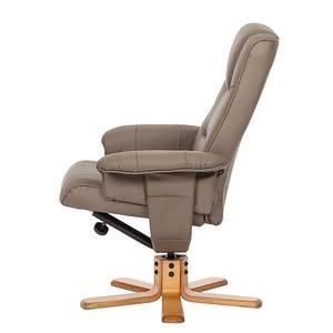 Relaxfauteuil Cosimo (met hocker) aardekleurig echt leer