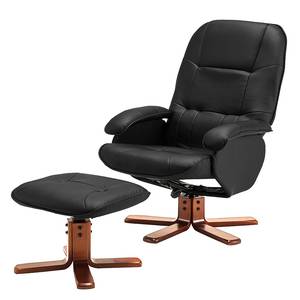 Fauteuil de relaxation Nagold Avec repose-pieds - Imitation cuir - Noir