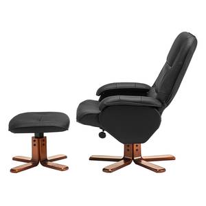 Fauteuil de relaxation Nagold Avec repose-pieds - Imitation cuir - Noir