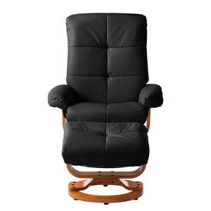 Relaxfauteuil Tennesse (met hocker) echt leer / kunstleer - Zwart