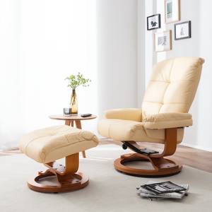 Fauteuil de relaxation Tennesse Avec repose-pieds - Cuir véritable / imitation cuir - Crème