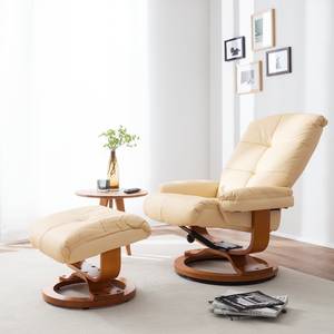 Relaxfauteuil Tennesse (met hocker) echt leer / kunstleer - Crème