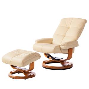 Fauteuil de relaxation Tennesse Avec repose-pieds - Cuir véritable / imitation cuir - Crème