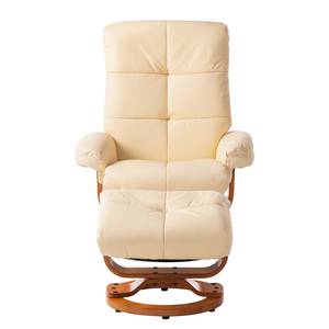 Relaxfauteuil Tennesse (met hocker) echt leer / kunstleer - Crème